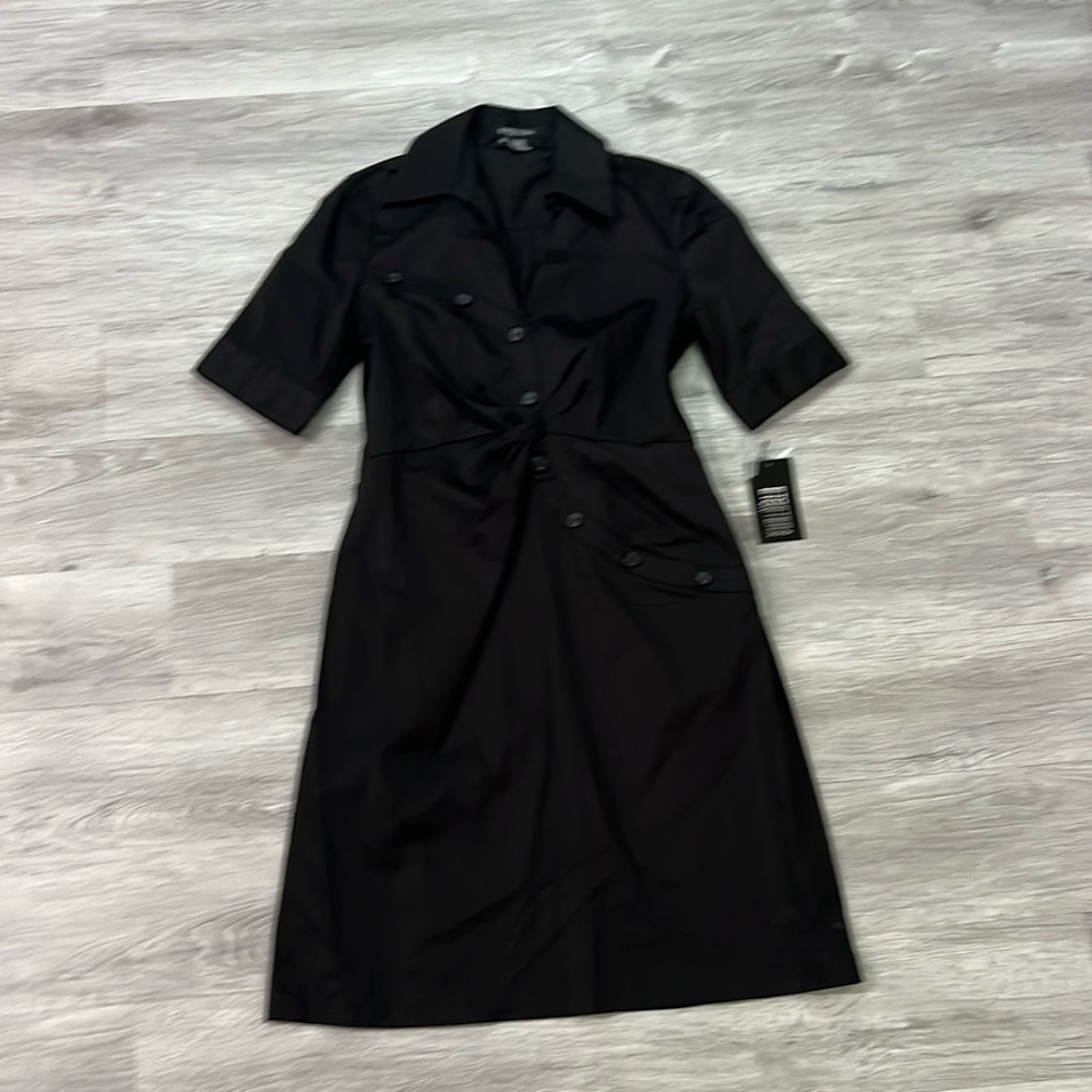 Etcetera Women Black Collared Button Front Dress